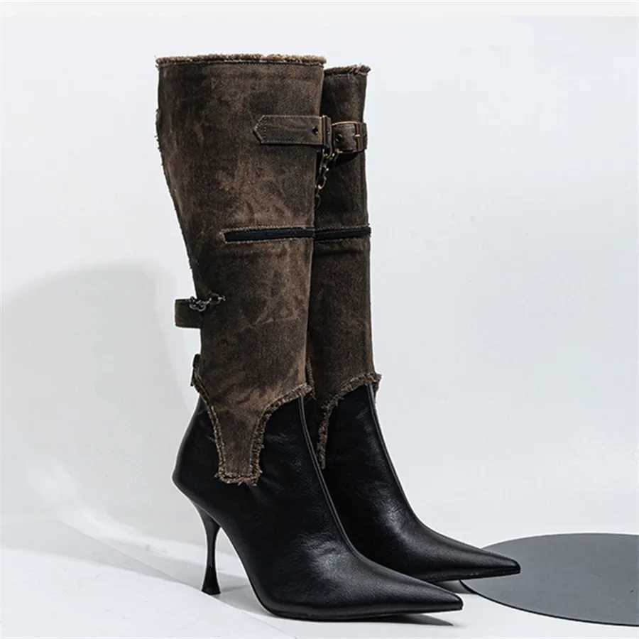 2026 Retro Western Cowboy Boots for Women Pointed Toe High Heel Botas Designer Detachable Two Wear Autumn Dress Shoes Sexy Pumps W250919 - view 3
