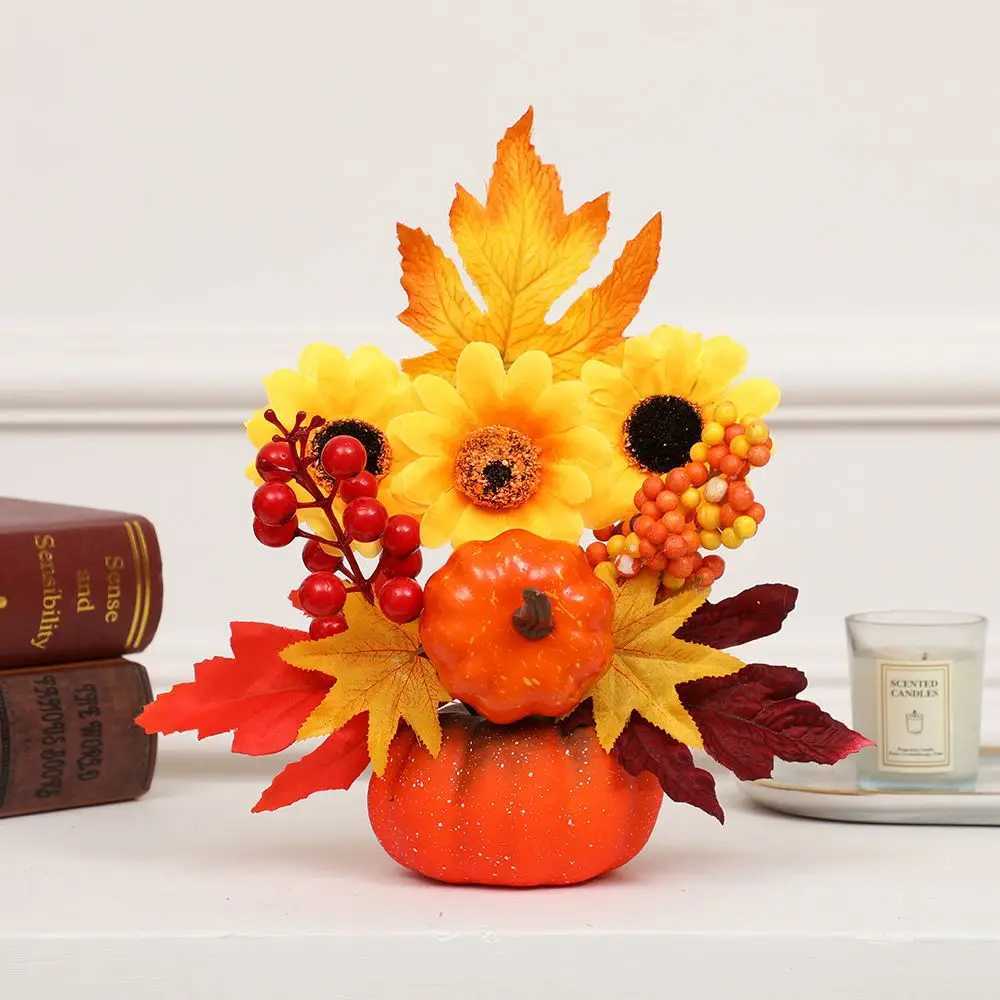 Fall Home Decor Artificial Ornament Maple Leaf Autumn Harvest Halloween Decorations Pumpkin C250919