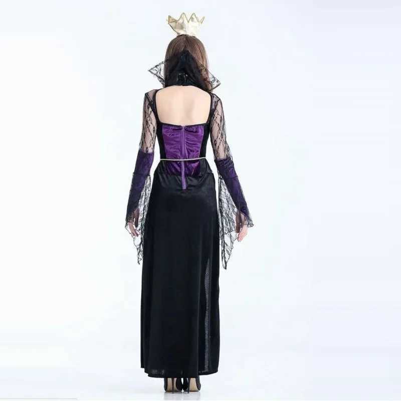 Fashion Purple Queen Long Dress with Crow Costume Adult Elf Princess Dress Fairy Tale Cosplay Witch Costume Sexy Girls Dress L250918