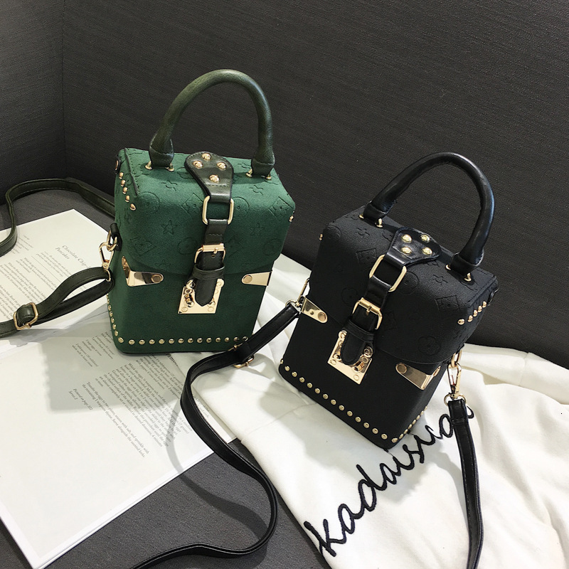 2025 new women's buckle rivet small square bag fashionable retro handbag designer crossbody bag