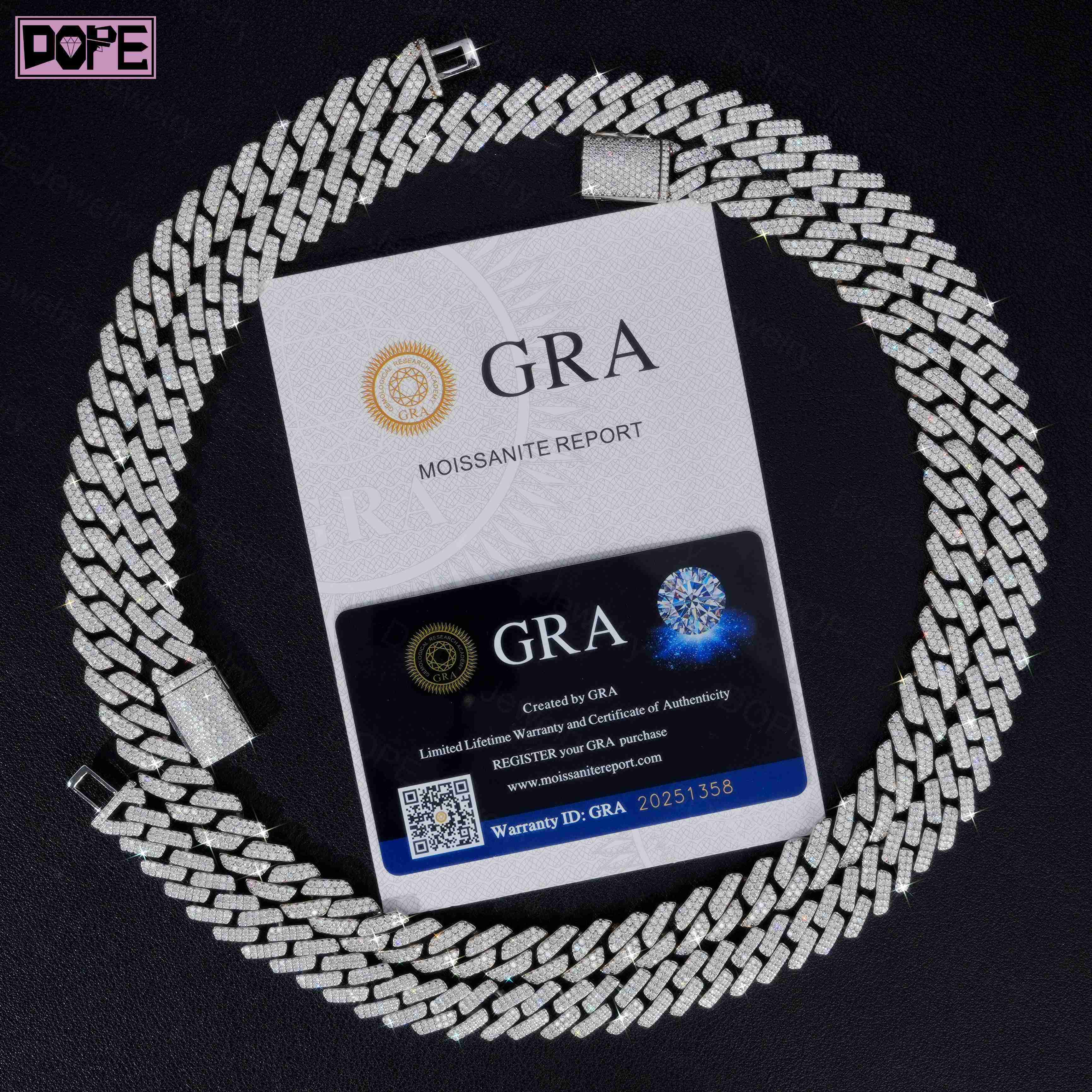 10mm 12mm 14mm Moissanite Chain Cuban Link Hip Hop 925 Silver Iced Out Necklace Moissanite Cuban Chain