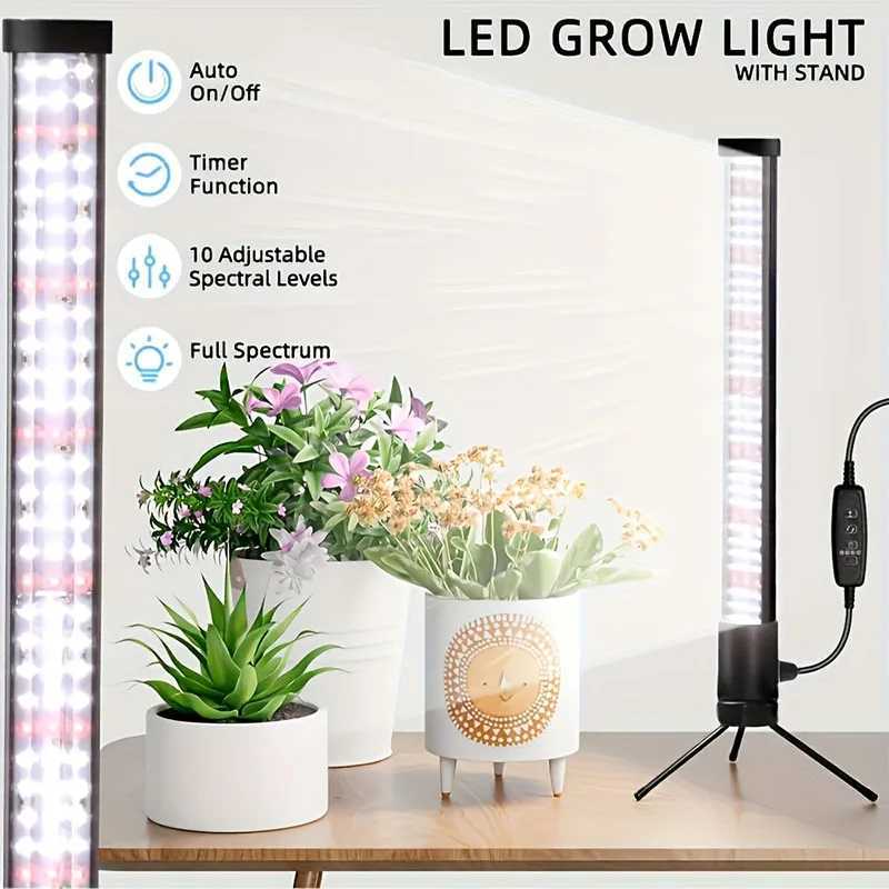 T10 Vertical Standing Plant Grow Light for Indoor Plants with Stand Full Spectrum Wide Illumination Area C250919
