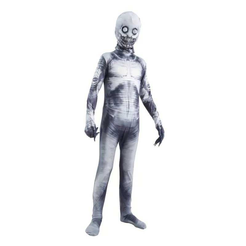 Halloween Grim Reaper Skeleton Role Play Costume Printed Horror Mask Play Zipper Jumpsuit Kids Party Stage Performance Costume L250918