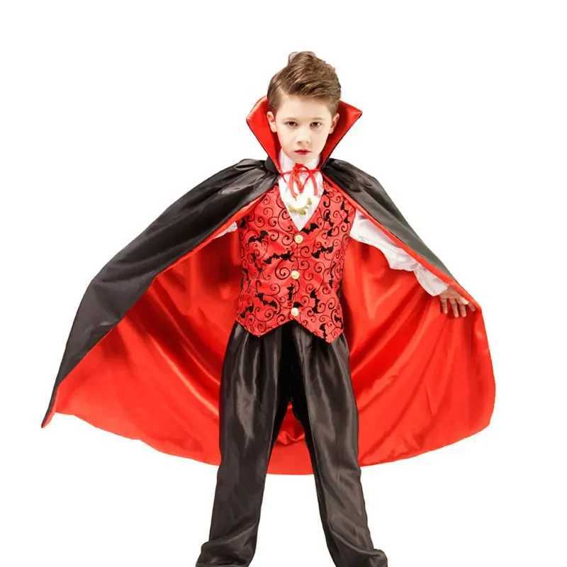 Halloween Vampire Costume Deluxe Carnival Party Black Trailing Mesh Dress Kids Cosplay Demon For Girls Boys Clothes Suit L250918