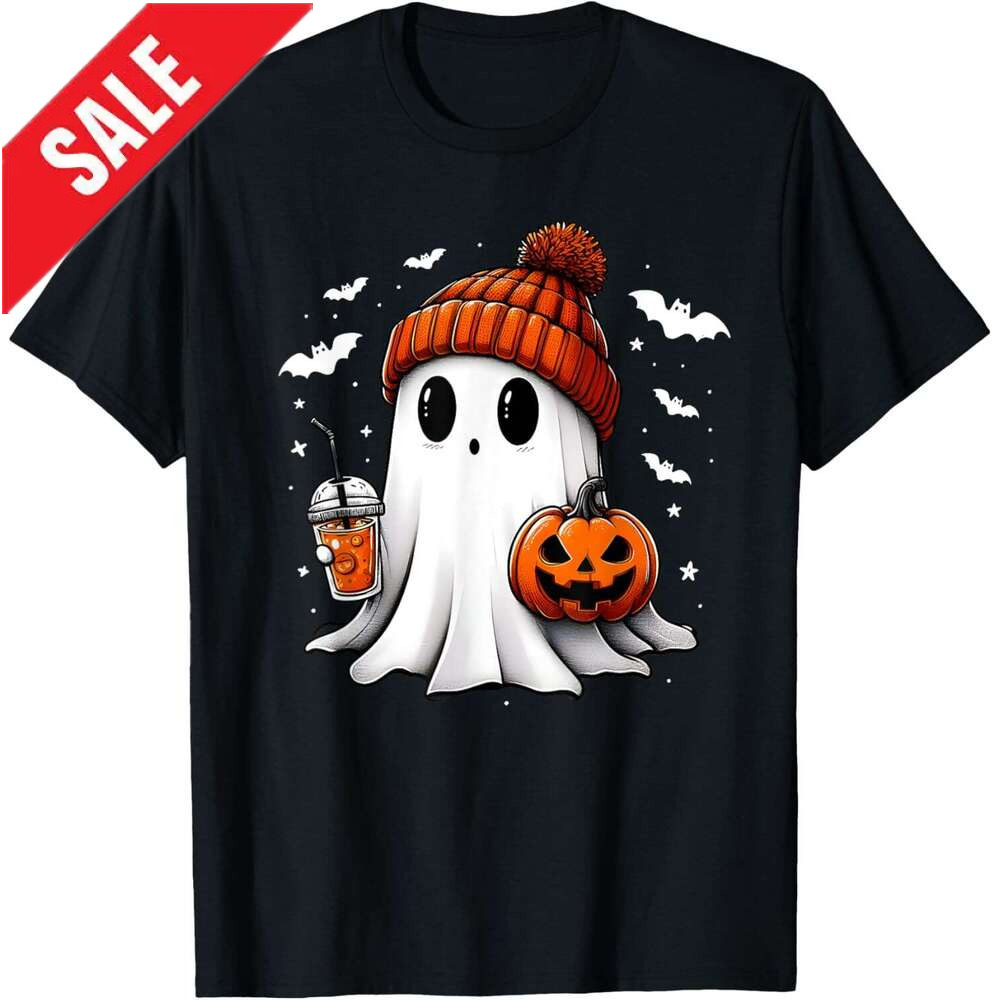 T shirt for Mens cute halloween ghost drink pumpkin T-Shirt shirts tshirt graphic tee Casual tops summer clothes Short sleeve 2025