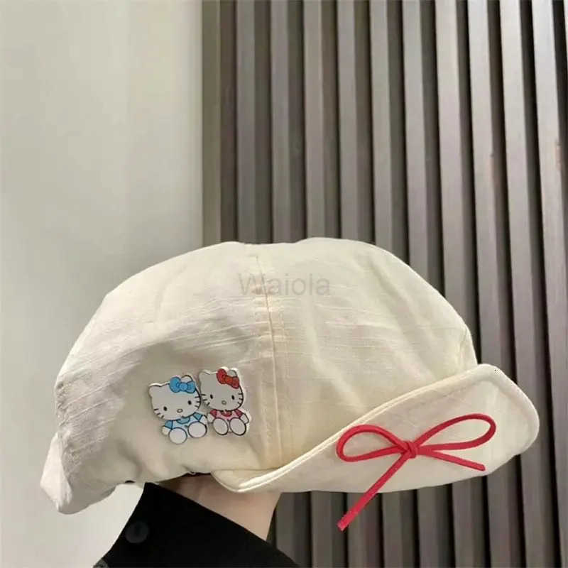 Sanrio Sweet Y2k Hello Kitty Anime Kawaii Fashion Girly Heart Hat Cute Cartoon Sun Block Painter Cap Ins Gifts for Girls L250919