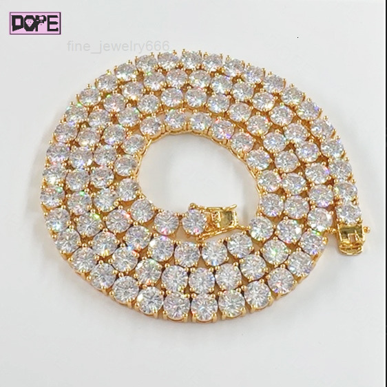 New Arrival 3mm 4mm 5mm Tennis Chain 925 Silver Gold Plated Iced Out VVS Moissanite Tennis Chain