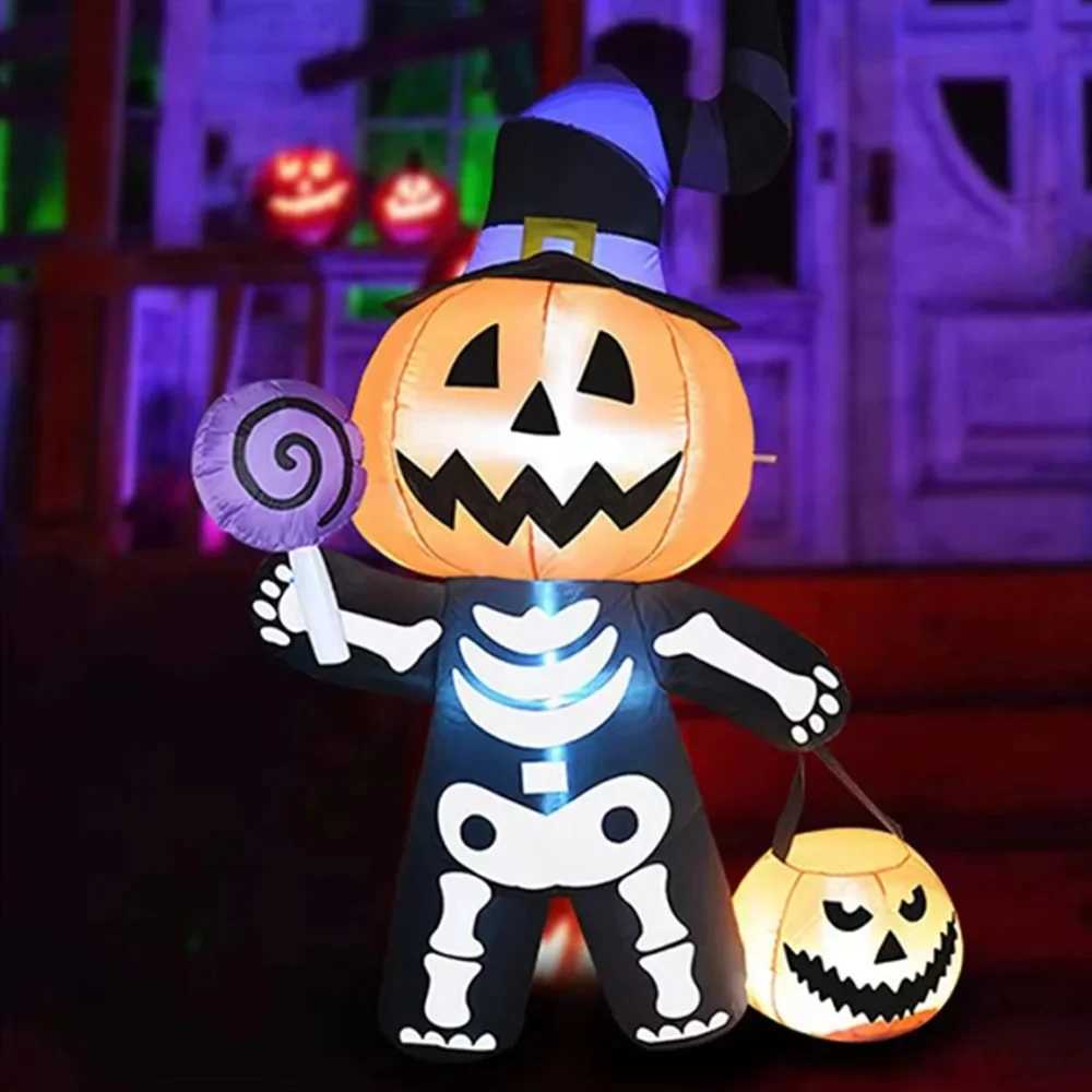 17M Halloween Inflatable Pumpkin Skeleton Little Ghost with LED Lights Outdoor Courtyard Decor Home Garden Festival Horror Prop C250919