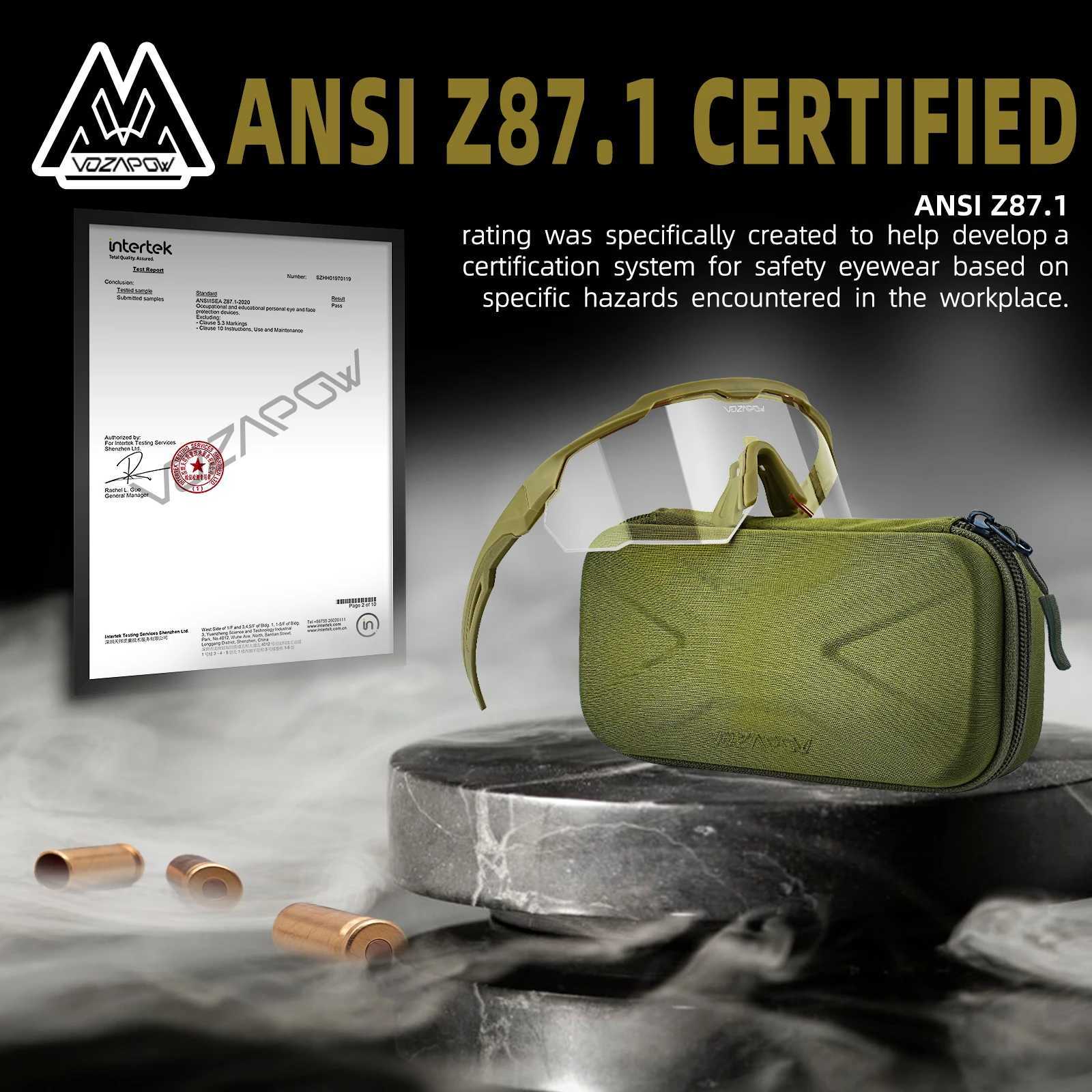 Vozapow Professional Shooting Glasses UV400 ANSI Z871 Safe Airsoft Tactical Goggles Anti Fog Mountaineering Fishing Sunglasses J250919