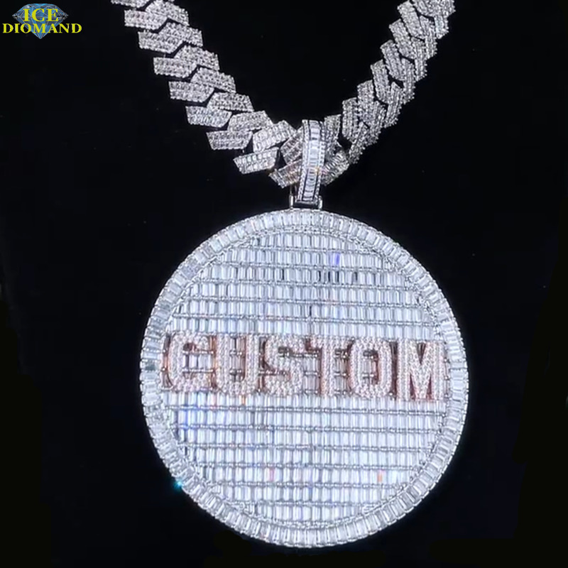 Iced Out Customized Trend Hip Hop Monogram Pendant 925 Silver 18K Initials VVS Moissanite Round Diamond High Jewelry