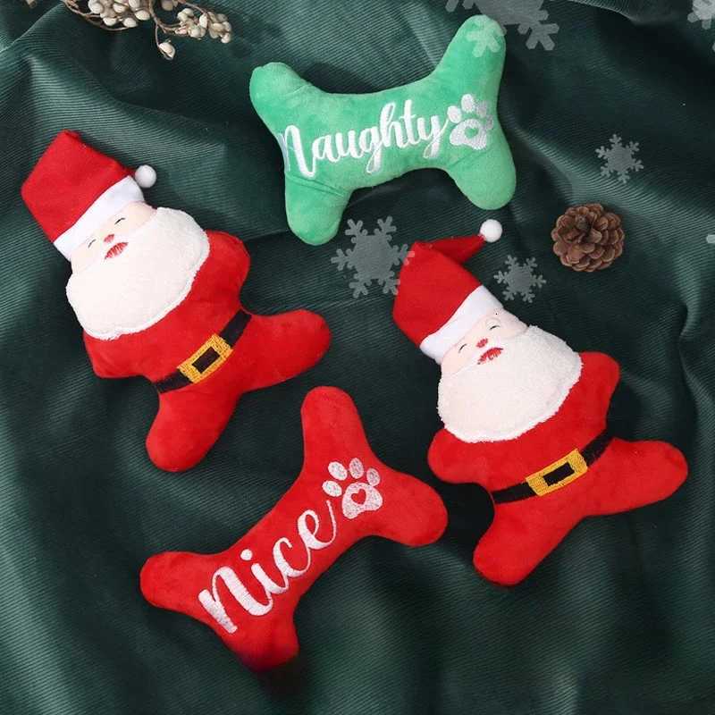 Pet Supplies Christmas Dog Plush Toy Voice Puppy Toy Santa Claus Bone Decoration Pet Supplies dog Toys for small dogs X250918