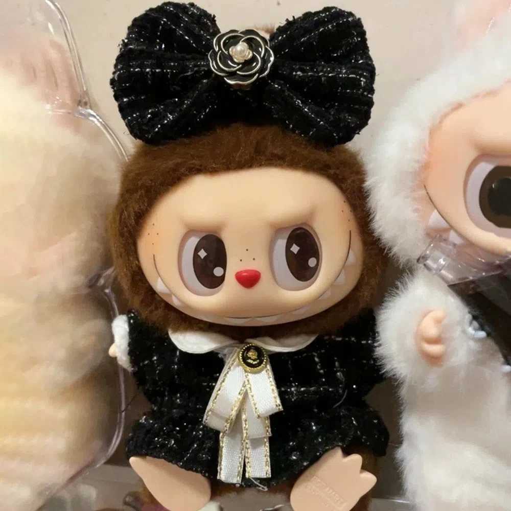 Mini Doll Clothing Accessories 17cm Cute Labubu Black and White Checkered Dress Set Fashion Clothing Girl Gift No Doll in Stock C250919