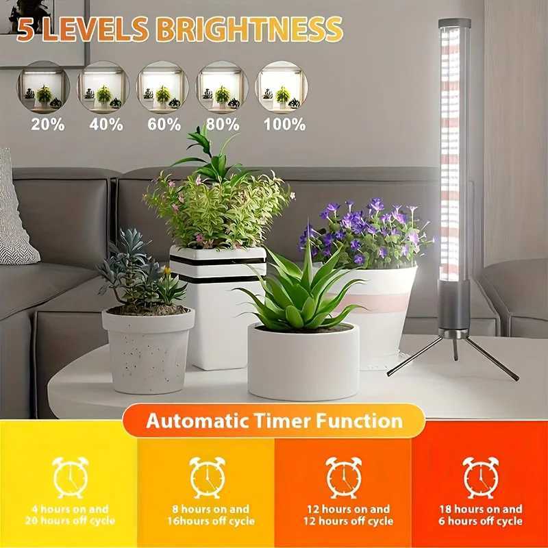 T10 vertical standing plant growth lamp with USB power supply adjustable brightness and automatic timing for 481218H C250919