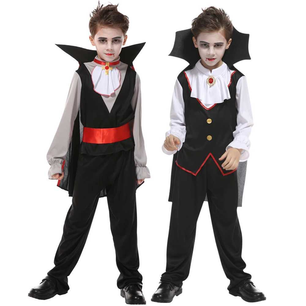 Children Vampire Cosplay Halloween Costumes Boys Fantasy Count Dracula Scary Clothes Outfits with Vampire Cloaks L250918