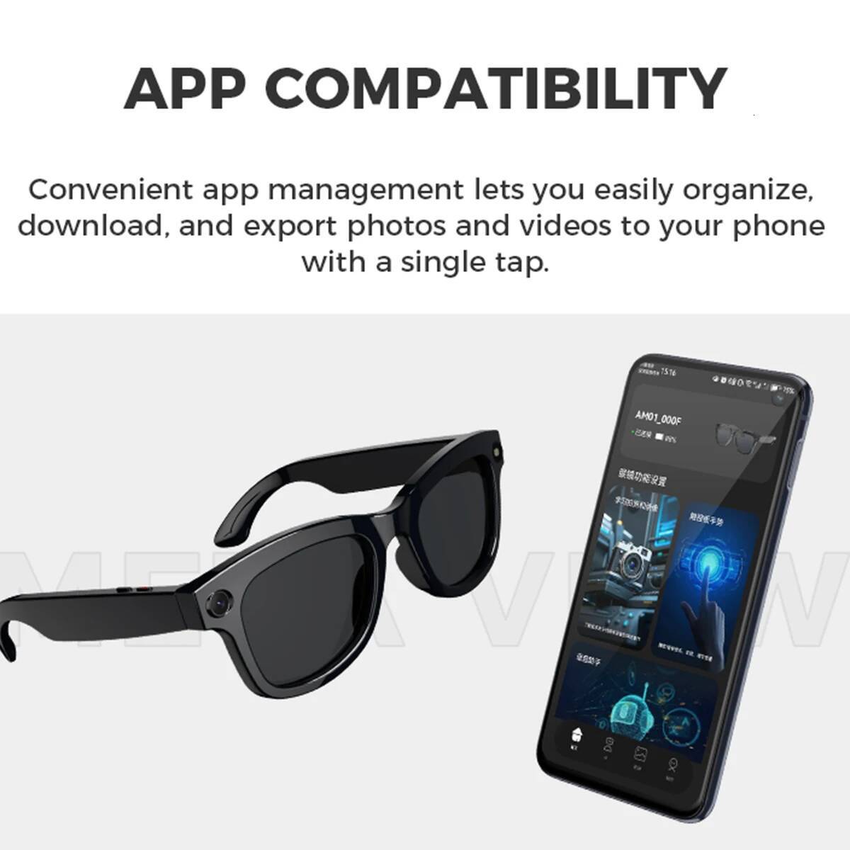 New Smart Glasses AI Translation Bluetooth Call 1080P HD Camera Music Headphones Outdoor Sports Fashion Sunglasses For Men Women Intelligent Glasses