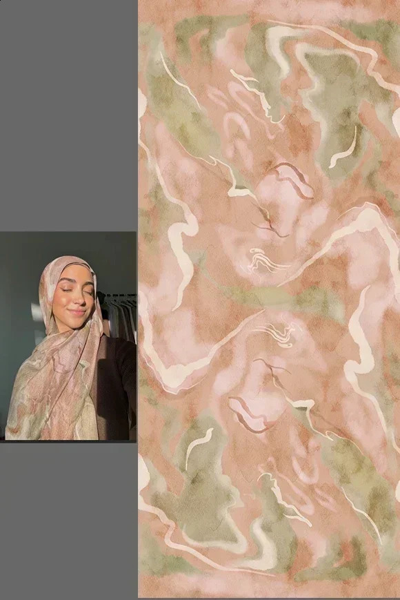 est Printed Modal Cotton Hijab Scarf Muslim Premium Ombre Tie Dye Watercolour Marble Print Shawl Hijab Scarf 250918
