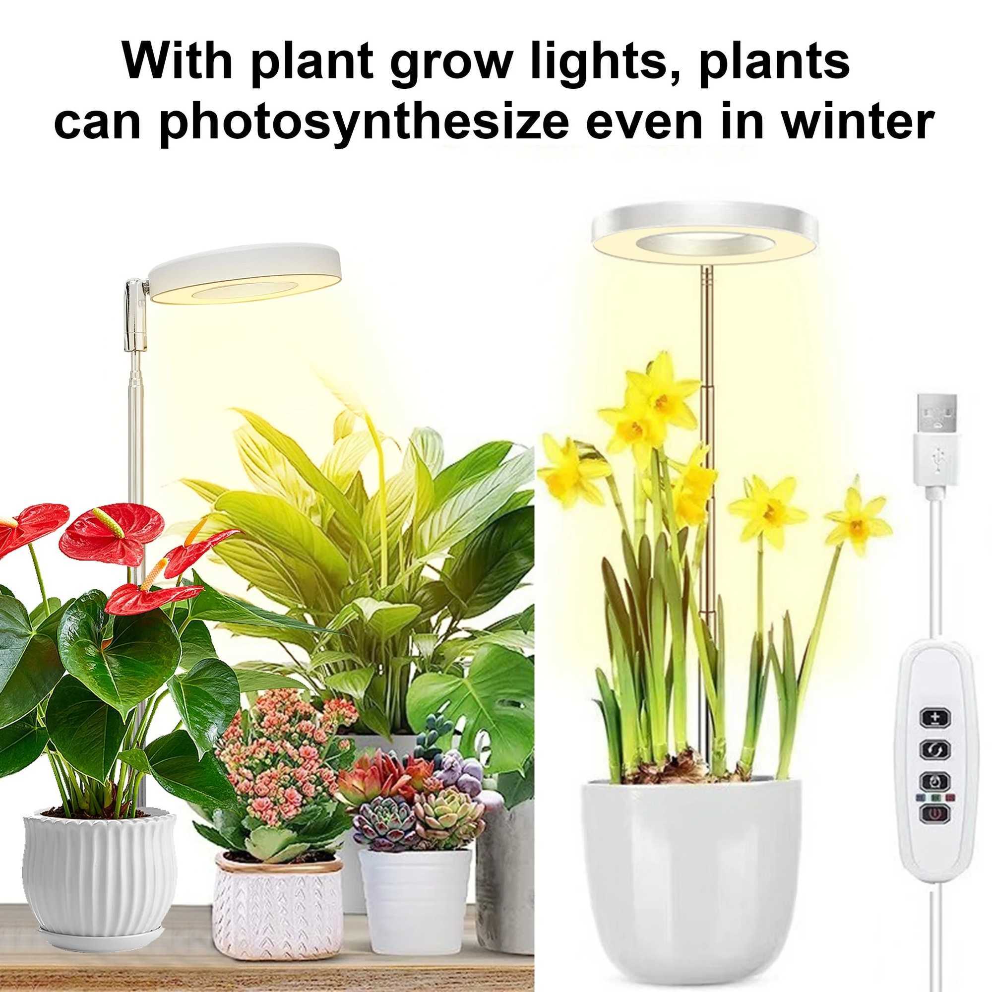 Grow Light Full Spectrum Light LED Grow Indoor Height Angle Adjustable Ring Grow Light Timer Height Adjustable USB Powered C250919