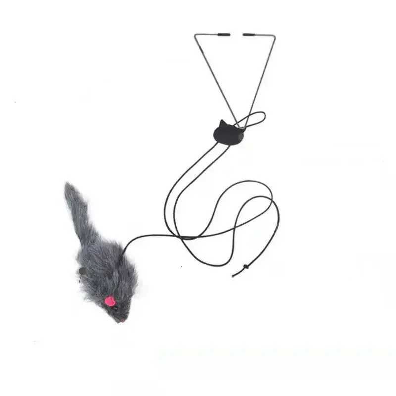 Cat Mouse Toy Interactive Cat Toy Hanging Door Retractable Toy Cat Scratch Rope Funny Cats Feather Stick Pet Products X250918