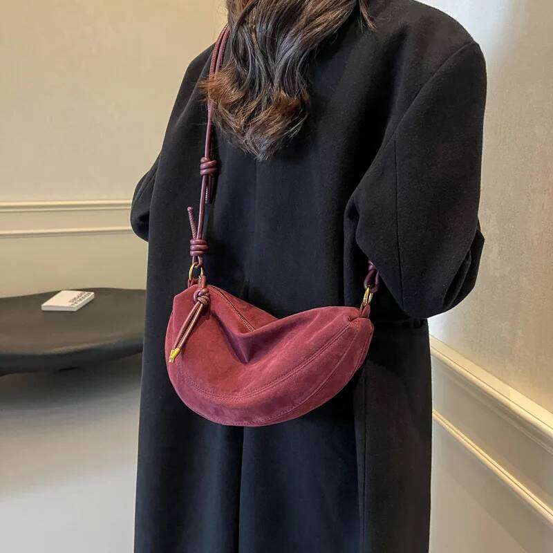 Faux Super Popular Niche Suede Shoulder Bag For Women 2025 Hot Sale Single Crossbody Underarm Dumpling Sweet Bags