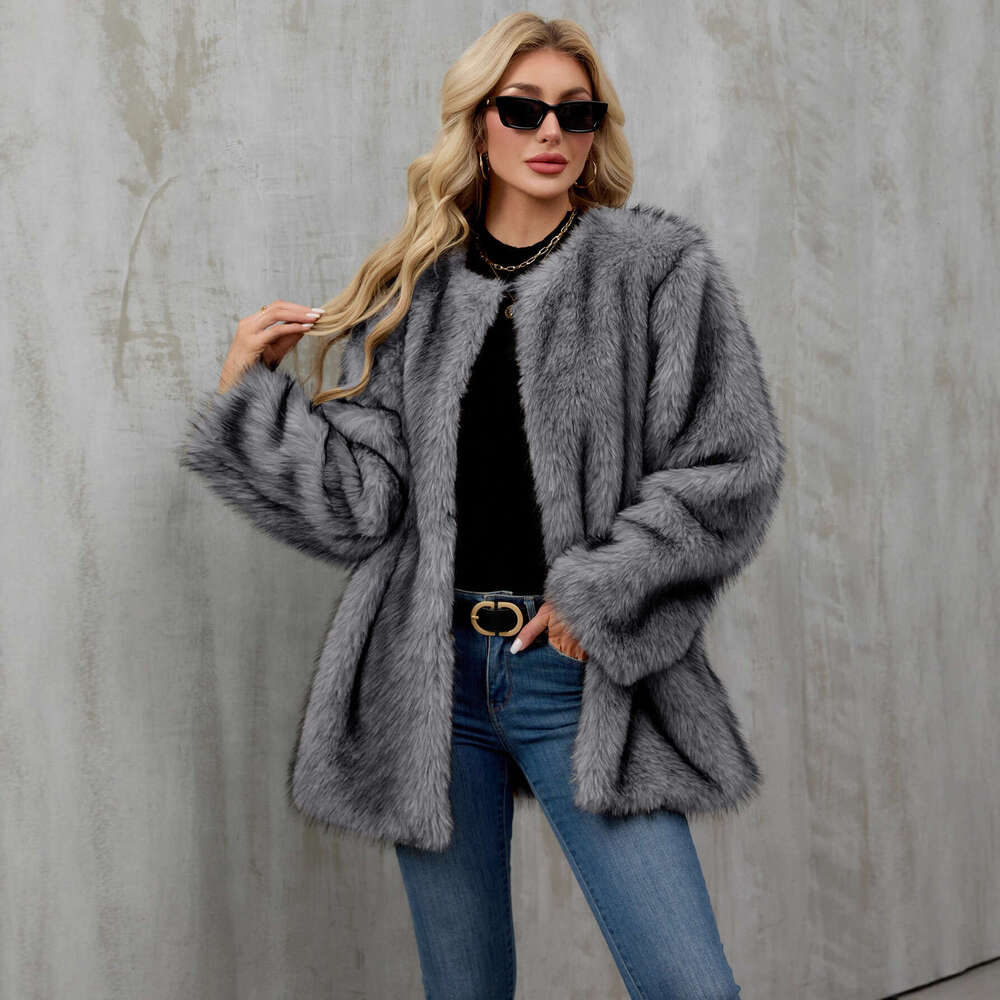 Autumn Winter New Coat for Women, Loose and Warm Plush Cardigan, Faux Fur Coat, Overcoat
