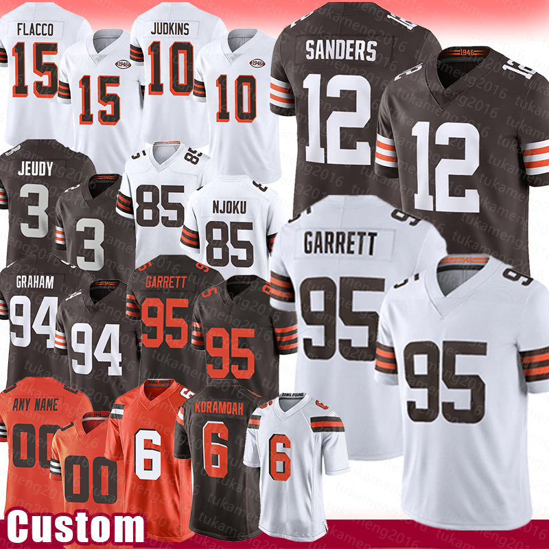 Shedeur Sanders Myles Garrett Football Jerseys Joe Flacco Quinshon Judkins Jerry Jeudy David Njoku Mason Graham Kenny Pickett Jim Brown Jeremiah Owusu-Koramoah