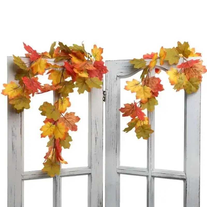 New Halloween Simulated Maple Leaf Vine Wall Hanging Autumn Party Wall Hanging Rattan Harvest Festival Leaf Rattan Maple Decor C250919