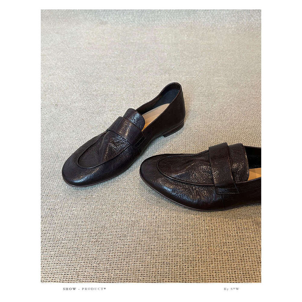 Sheepskin Version Designer Shoe Soft Loafers for Women, Slip-On Simple Genuine Single Shoes, Commuter Flat Little Leather Shoes