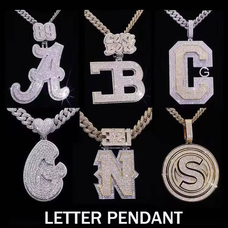 Crafting Made Solid 925 Sterling Silver Iced Out Moissanite Diamonds Custom Letter VVS Moissanite Pendant Jewelry