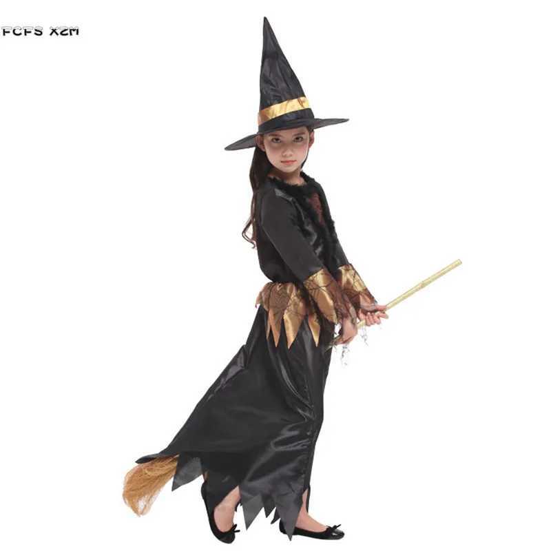 Girls Halloween Witch Costume Kids Children Magician Sorceress Cosplay Carnival Purim Christmas Masquerade Role Play Party Dress L250918
