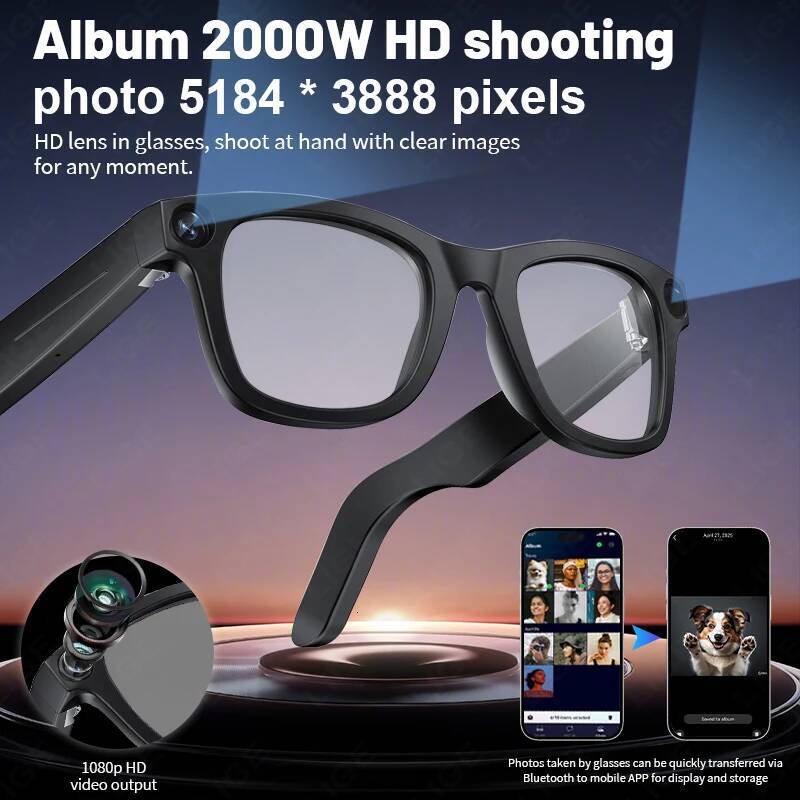 New 800W Pixels Camera smart glasses 32GB Memory 1080P Video Shoot Wireless Transmission AI Translation Smart Sunglasses Intelligent Glasses