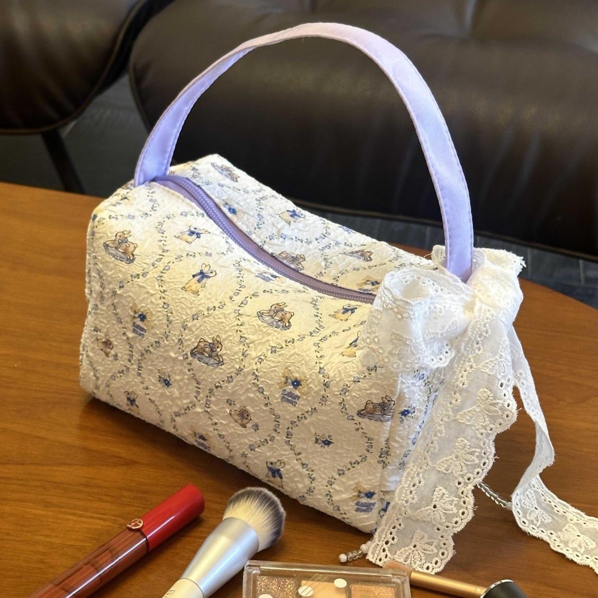 New Fortune Purple Rabbit Makeup Bag Women s Shoulder Bag Large Capacity Storage Bag Cartoon Printed Bag Commuter Women s Bag design Autumn New Design