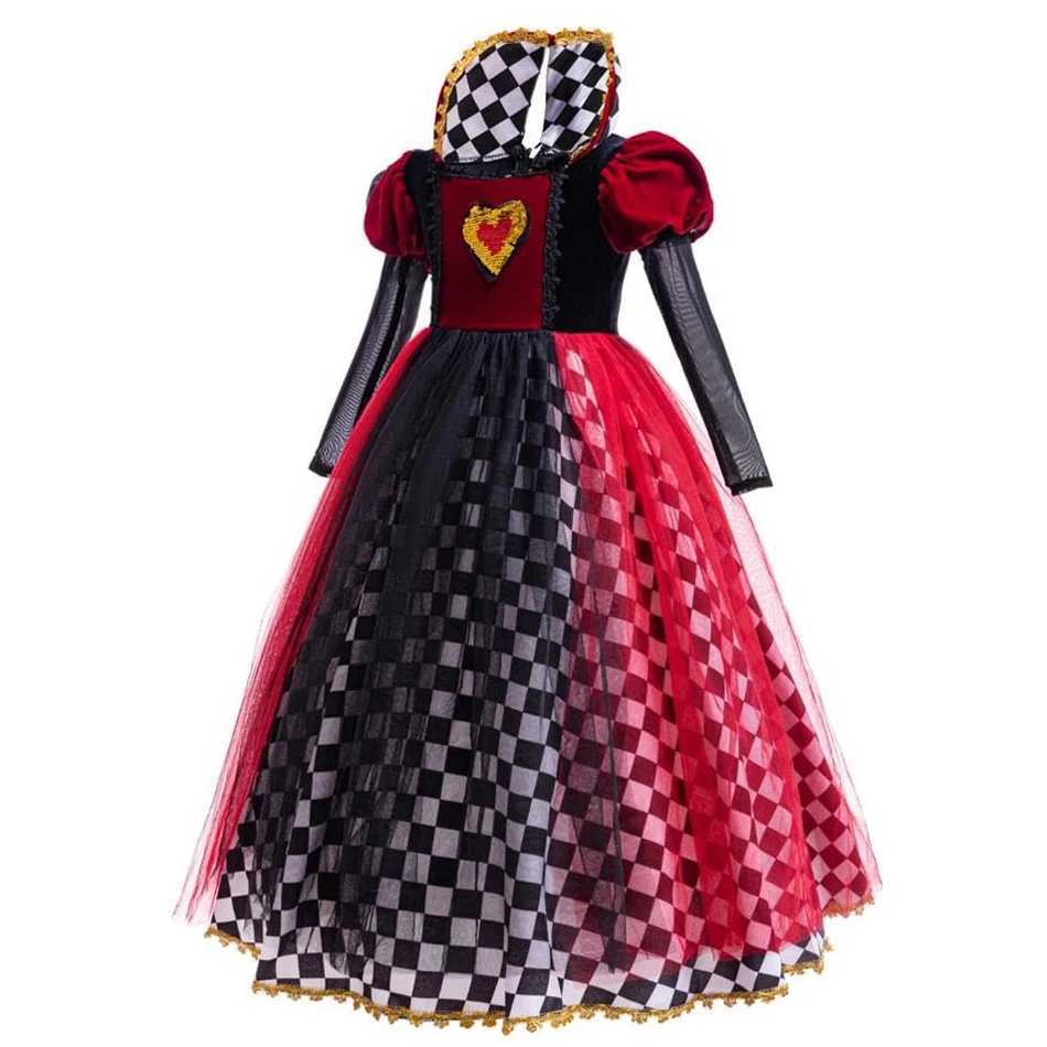 Girls Halloween Party Cosplay Red Queen Gown Clothes Kids Witch Long Sleeves Carnival Outfits Children Masquerade Fancy Costumes L250918