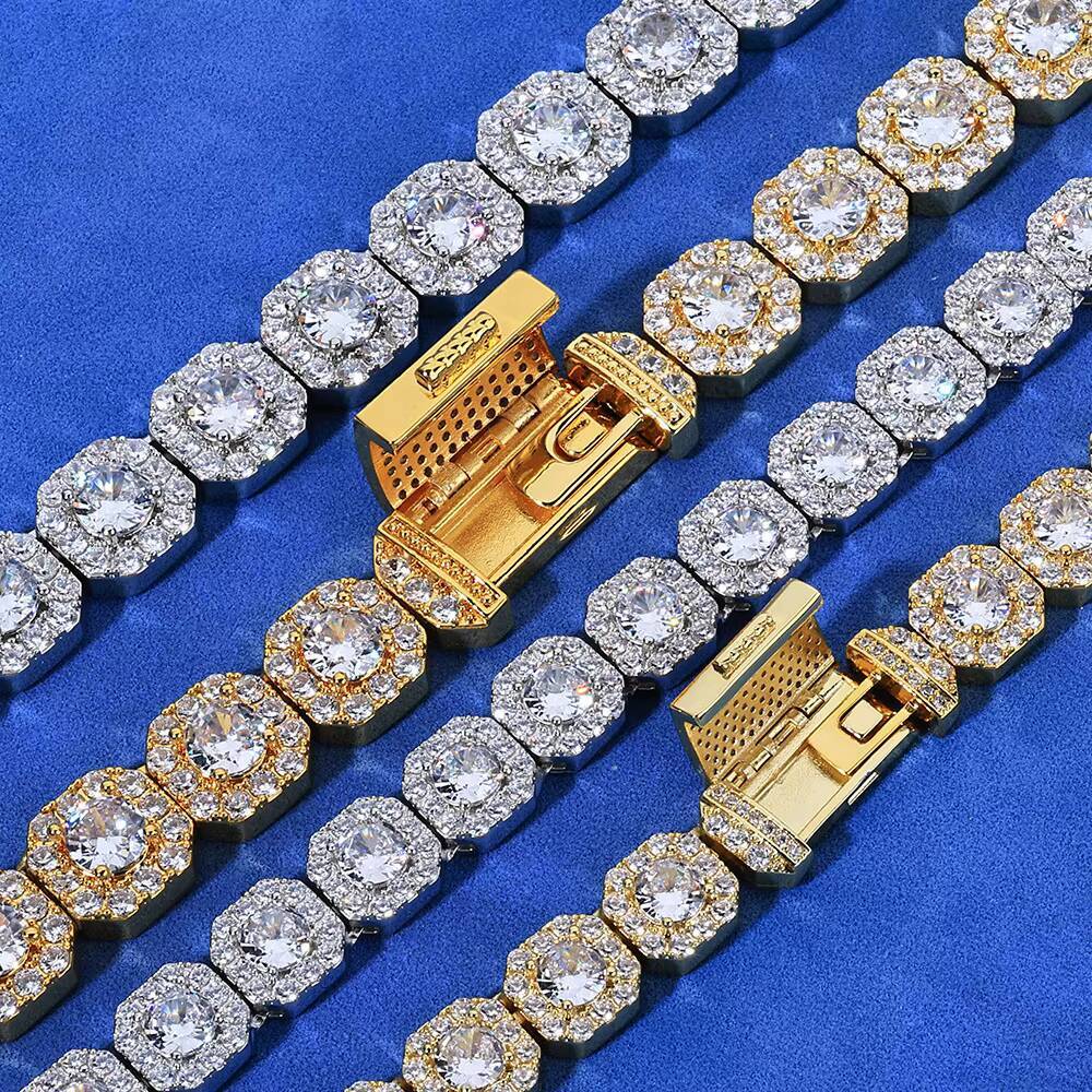 NUOYA Hip Hop Style VVS Moissanite Tennis Chain 925 Silver Bracelet 1012mm Iced Out Durable Fine Jewelry Luxury