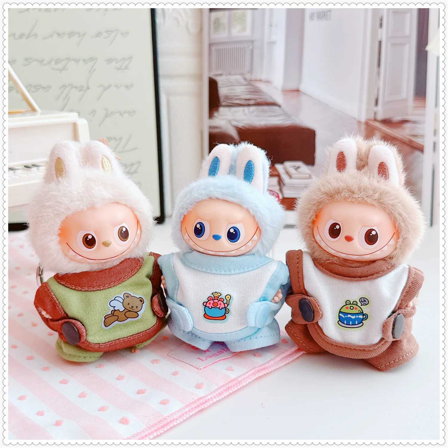 For 10cm Labubu Clothing baby coverall Crawling clothes Labubu Plush Dolls 40 Designer Diy outfit Toy Decoration Accessories C250919