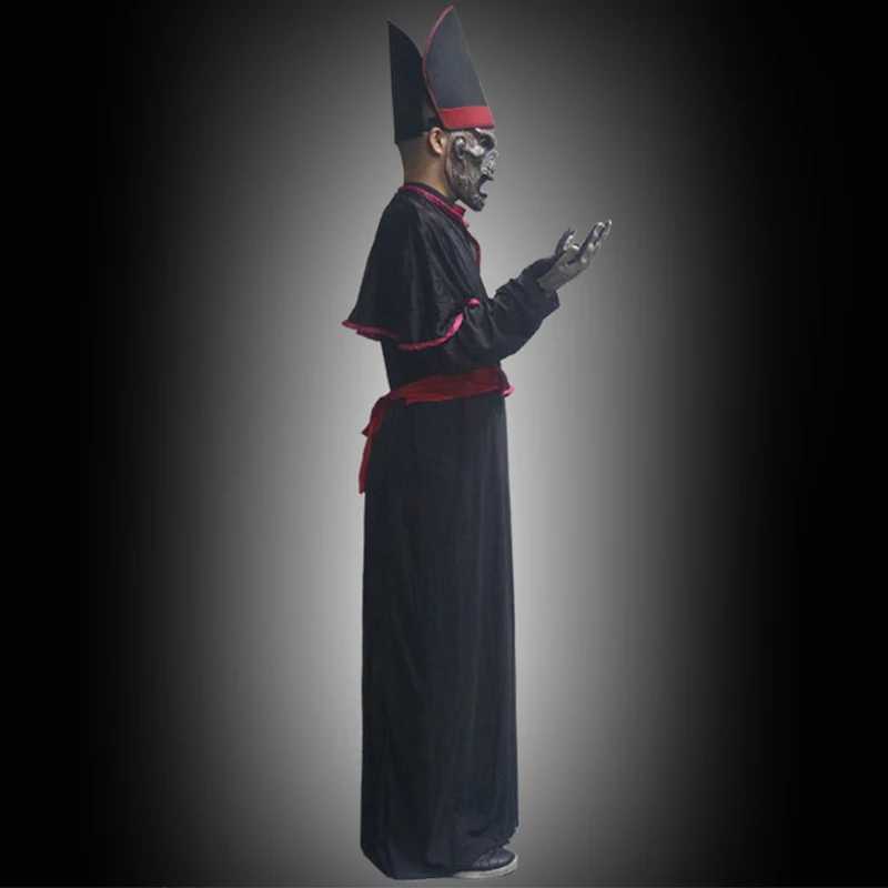 Adult Scary Dead Demon Halloween Fancy Dress Up Black Zombie High Priest Costume for Men L250918