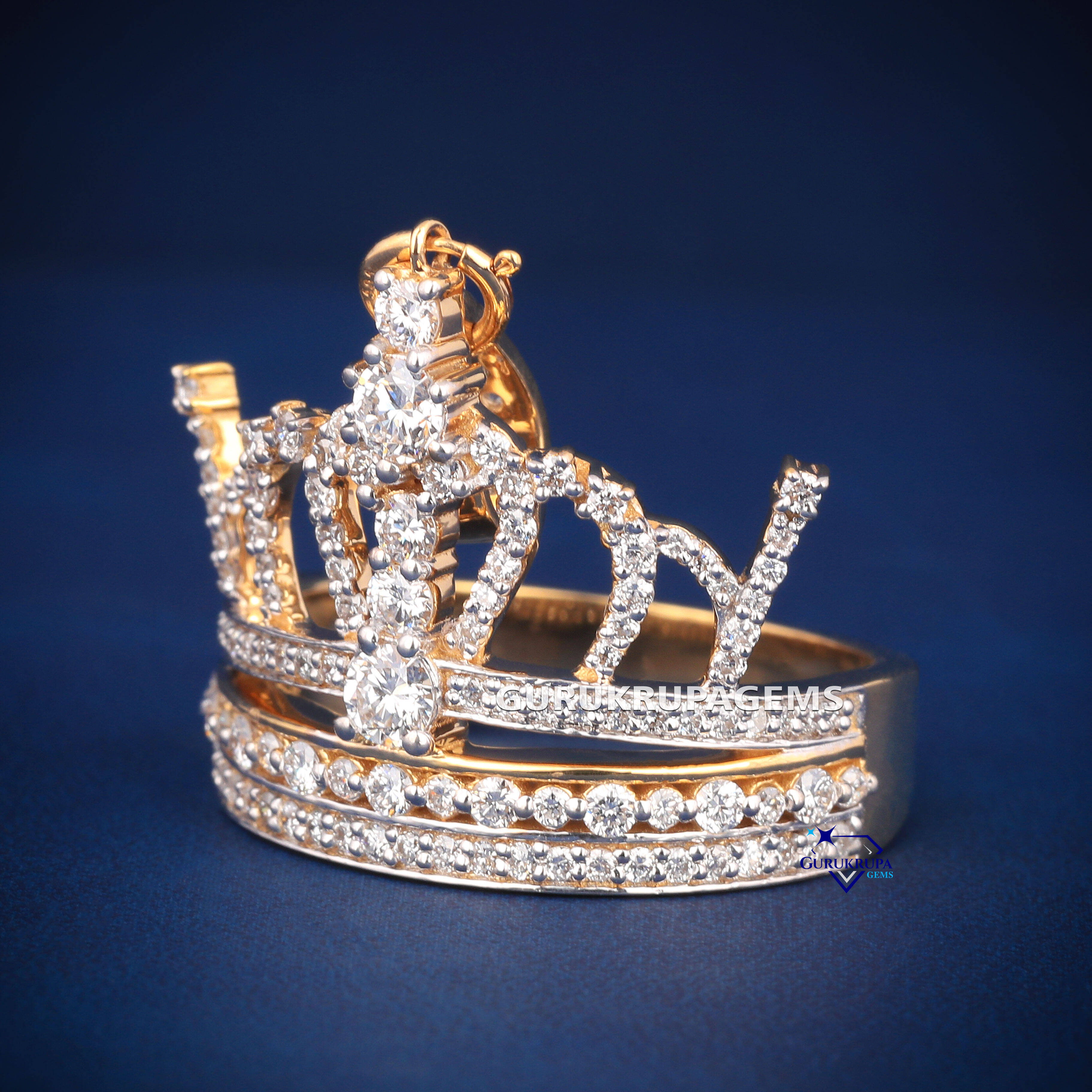 Luxury 2in1 Hip Hop Moissanite Diamond Crown Ring Pendant 925 Sterling Silver Iced Out Jewelry for Men Women