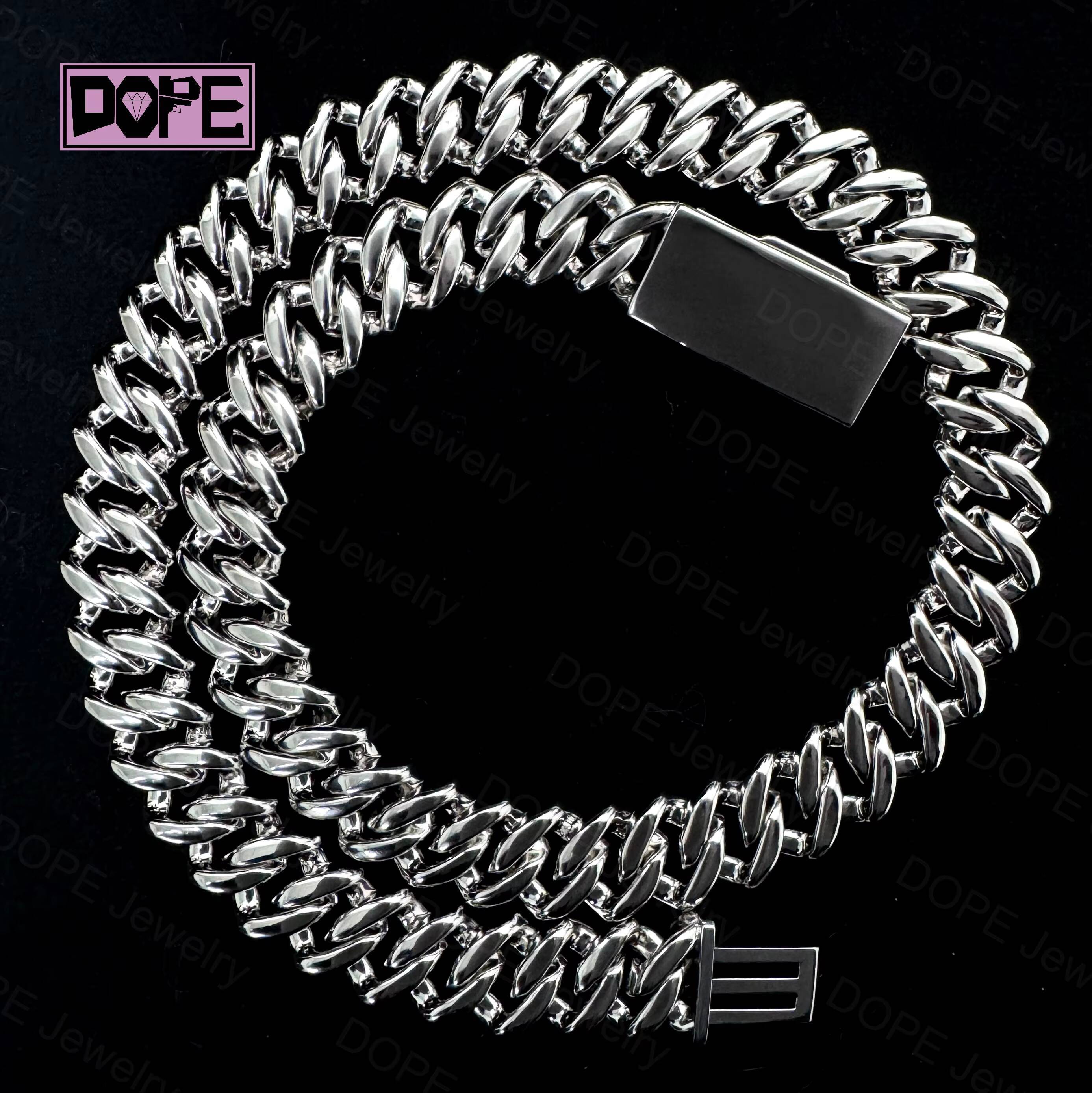 15mm Cuban Link Chain 925 Silver Straight Edge Iced Out Hiphop Middle Baguette Moissanite Cuban Chain for Men