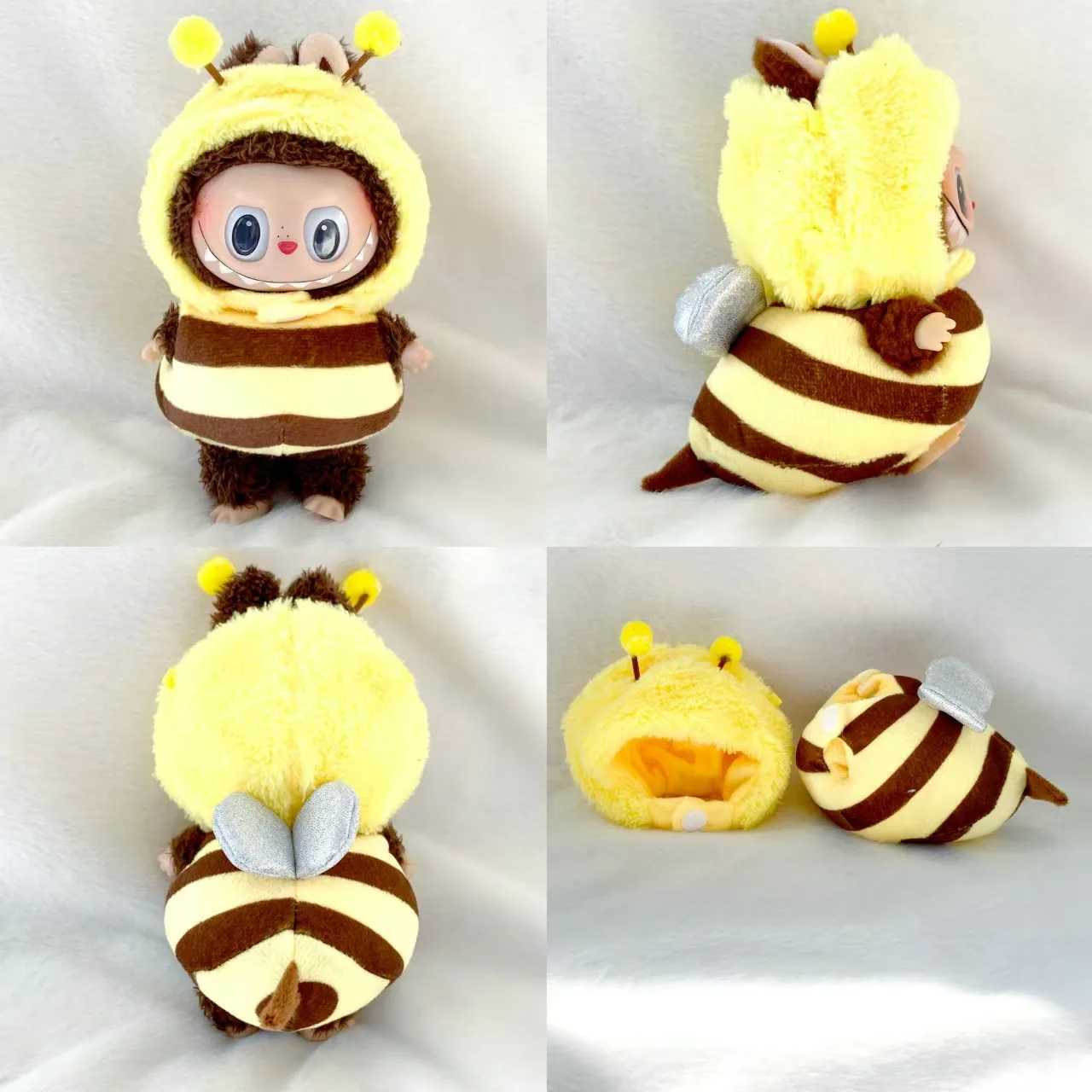Cute Mini Plush bee DollS Clothes Outfit Only Clothing Accessories For 17cm Labubu Dolls Sweater Hoodie Clothing DIY Kids Gifts C250919