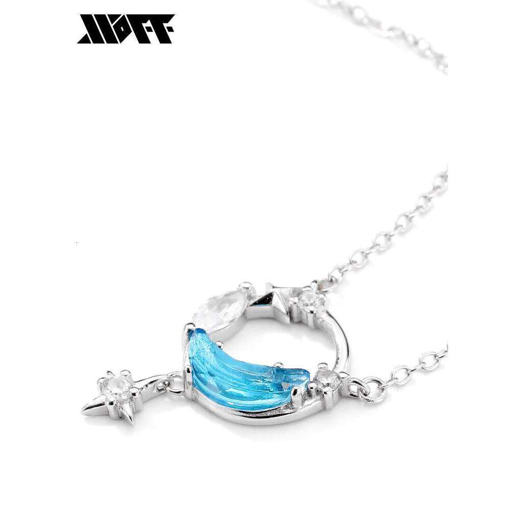 XXOFF Blue Moon Bay Sparkling Dia Four-Pointed Star Zircon Adjustable Sier Women's Collarbone Chain Necklace for Women