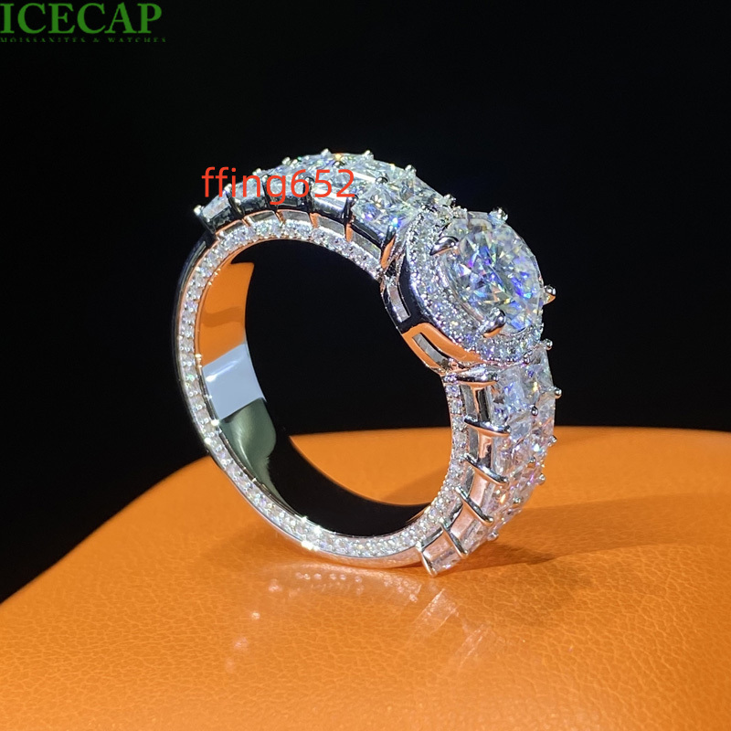 Custom Wedding Ring 925 Sterling Silver D Color Vvs Moissanite Iced Out Diamond Hip Hop Jewelry Rings Women Engagement