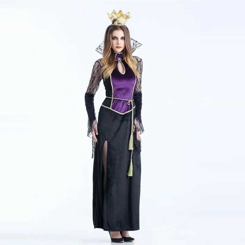 Fashion Purple Queen Long Dress with Crow Costume Adult Elf Princess Dress Fairy Tale Cosplay Witch Costume Sexy Girls Dress L250918
