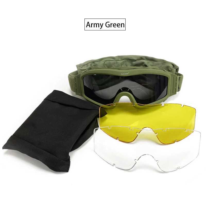 Tactical Goggles Mountaineering Shooting Sunglasses Windproof Sand Control Motocross CS Glasses 3 Lenses Replaceable Motorcycle J2509191