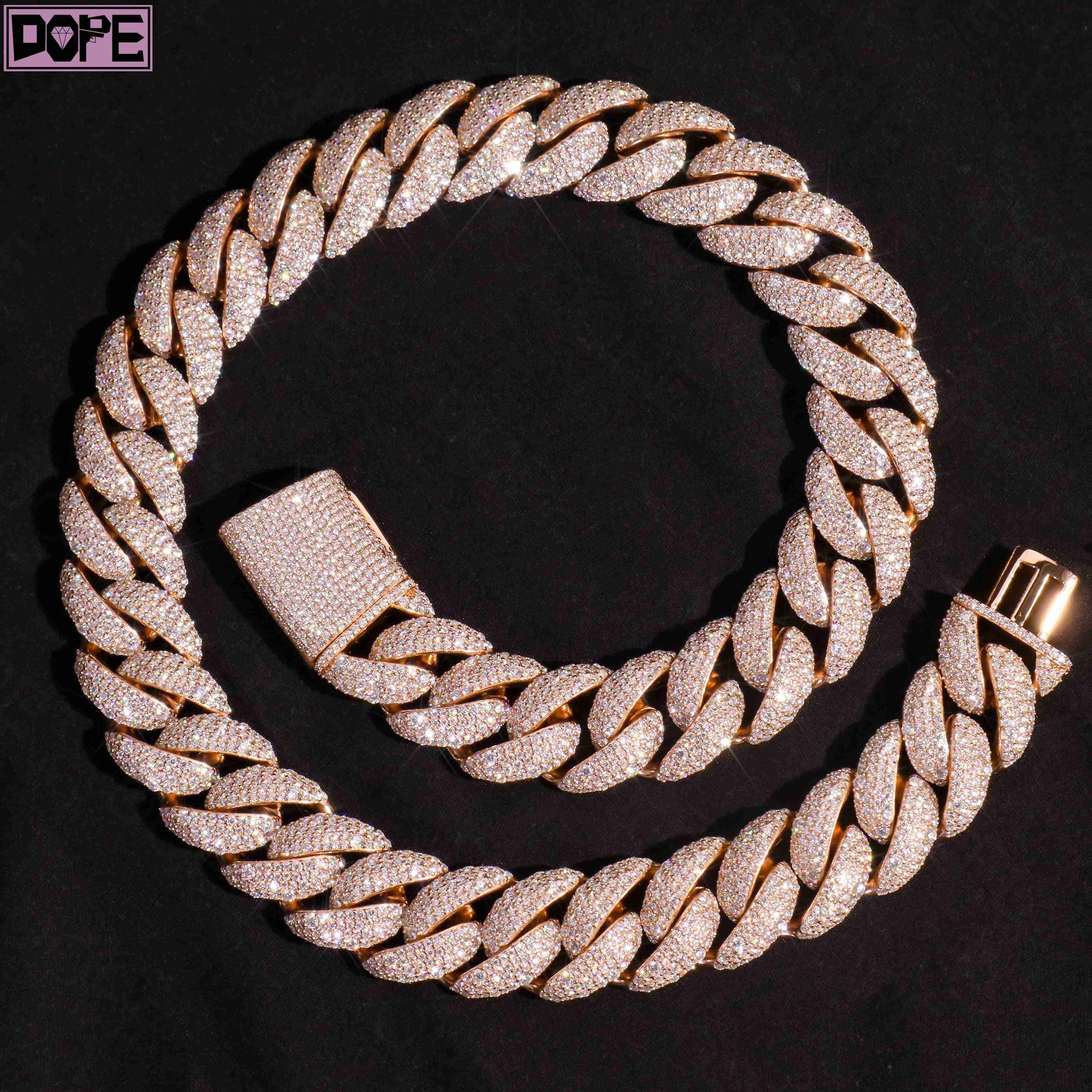 Bling Hip Hop Cuban Link Chain 16mm 18mm 20mm Thick Miami VVS 925 Silver VVS Moissanite Cuban Chain