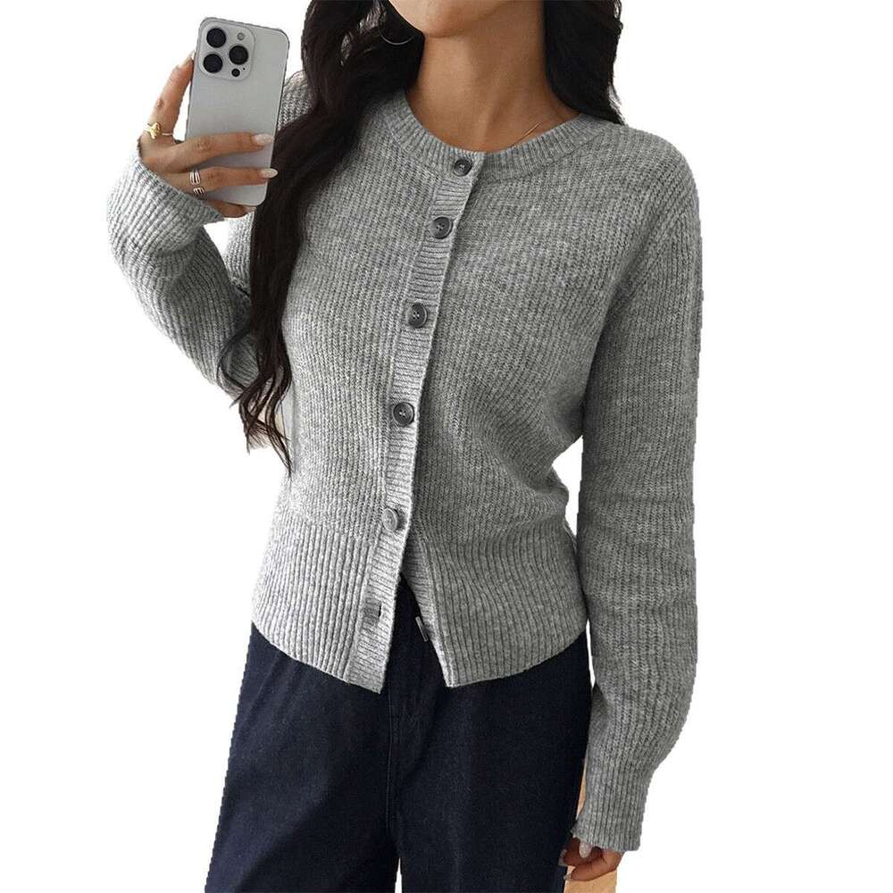 Y2K Hot Girl Button Solid Color Long Sleeve Sweater Knitted Women's Fashion 2025 Autumn Winter