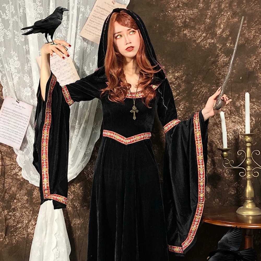 Halloween dark witch dress cosplay vampire magic wizard robe for stage party cosplay L250918