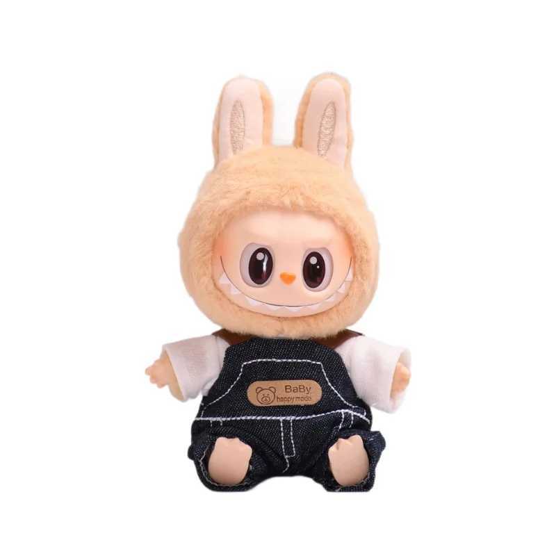 17cm Labubu Dolls Clothing Cute Mini Plush Dolls Clothes The Monster Outfit Accessories Spring Overalls Flower Hat FE01S C250919