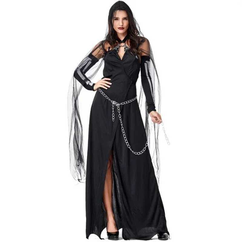 Deluxe Women Black Magic Witch Costume Halloween Sexy Adult Party Cosplay Clothing L250918