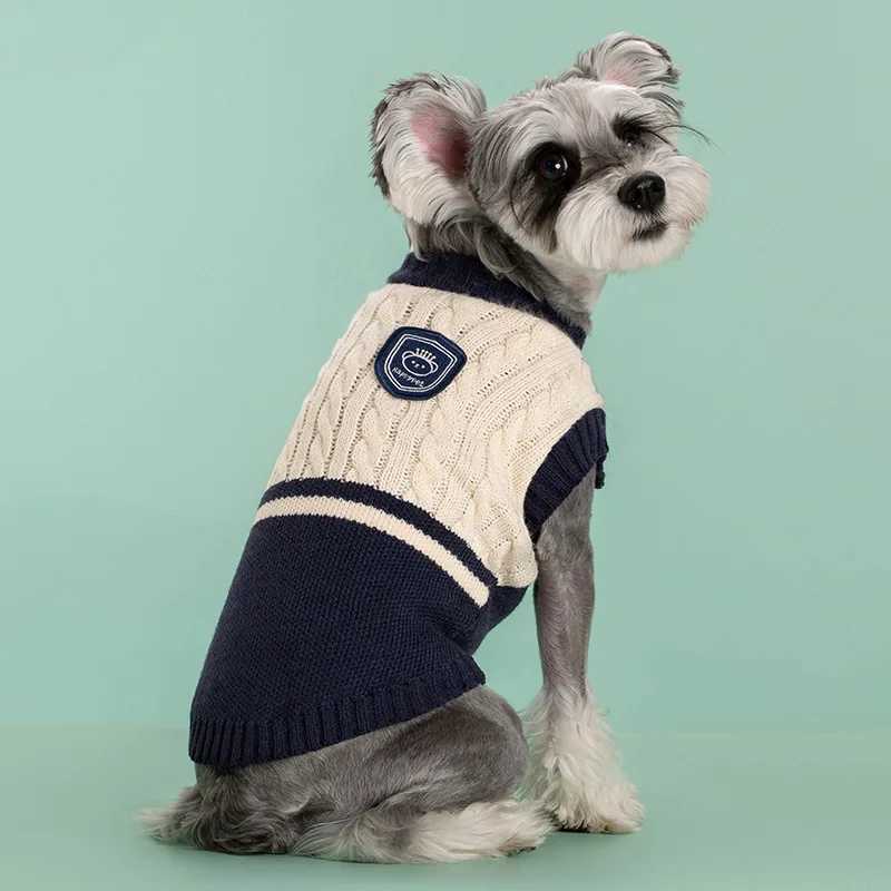 Dog Cat Sweater College Style Winter Pet Clothes for Small Medium Dogs Puppy Knitted Vest Bulldog Teddy Chihuahua Warm Sweater S25911