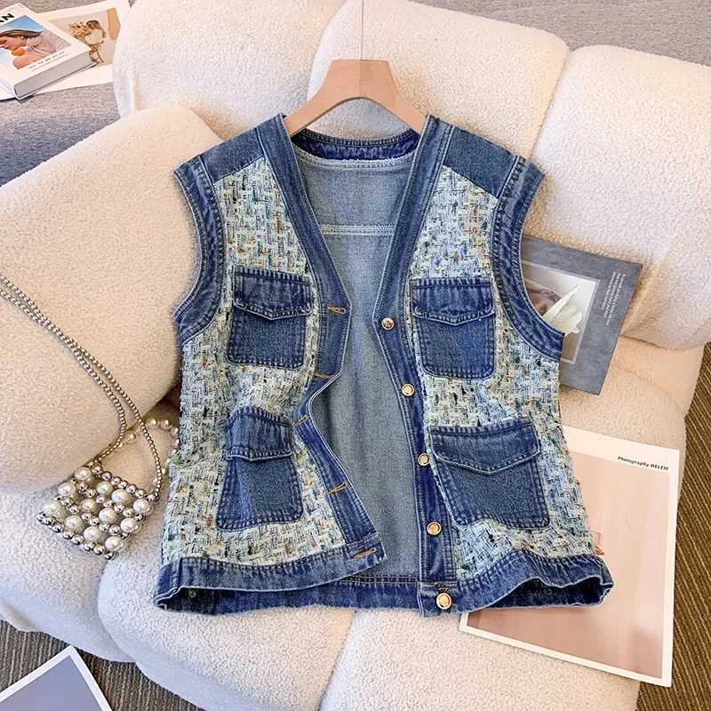Xiaoxiangfeng Denim Vest Coat Women Spring Autumn Cowboy Sleeveless Jacket 2025 New This Years Popular Waistcoat Female Tops Z250918