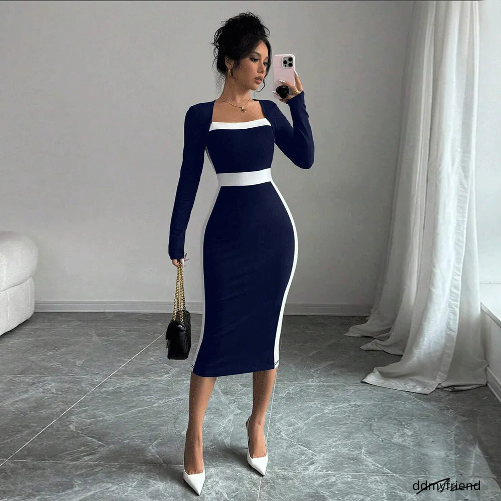 Free Shipping Designer For Women Casual Minimalist Dress Slim Fit And Slimming Mid Length Skirt ddmyfriend